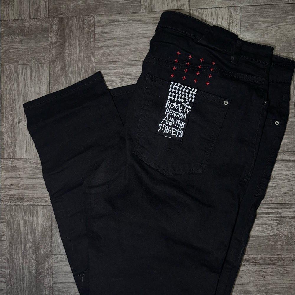 Ksubi Black Jeans with Red Accents